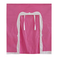 Pink baby playpen fabric cover with white trim and closure ties.