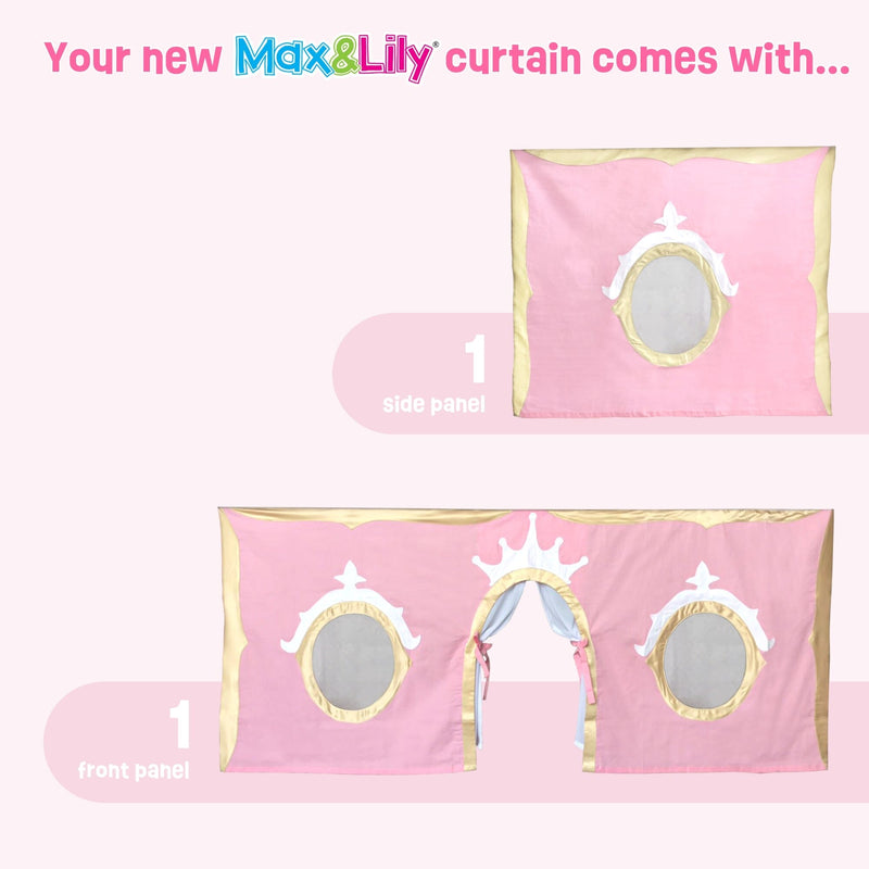 Max & Lily pink play curtain set with side and front panels featuring decorative designs.