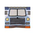 Children's truck-themed blanket with a colorful design.