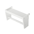 White wall-mounted shelf with integrated towel bar, modern bathroom storage rack