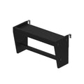 Black wall-mounted floating shelf with integrated towel bar and metal brackets, modern bathroom storage solution
