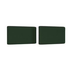 Set of two dark green rectangular seat cushions on white background – upholstered replacement chair or bench pads