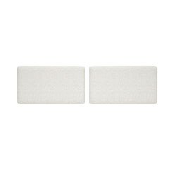 Pair of white rectangular textured seat cushions for sofa, modern replacement sofa cushions on plain white background