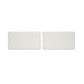 Pair of white rectangular textured seat cushions for sofa, modern replacement sofa cushions on plain white background