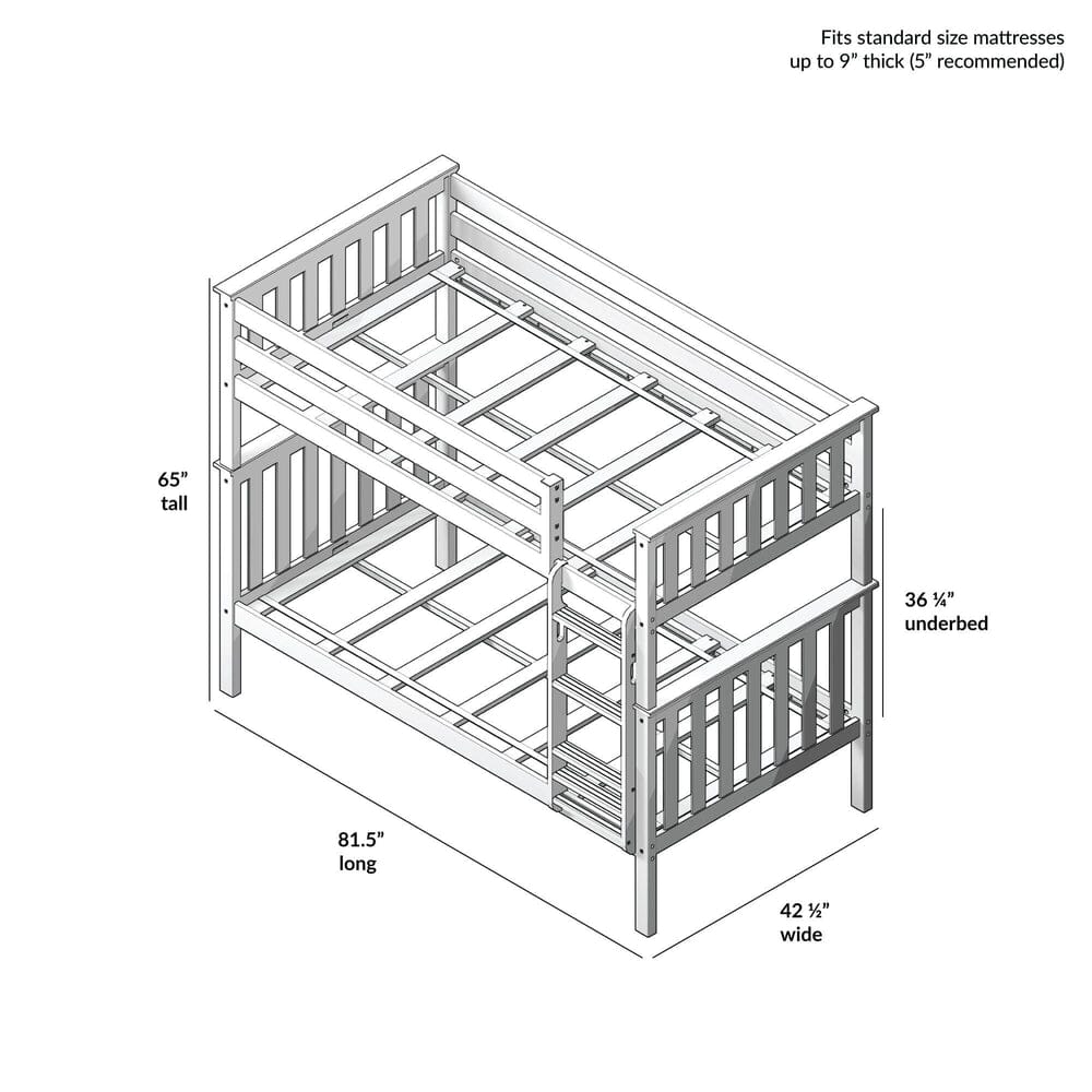 180201-001 : Bunk Beds Twin Over Twin Bunk Bed, Natural