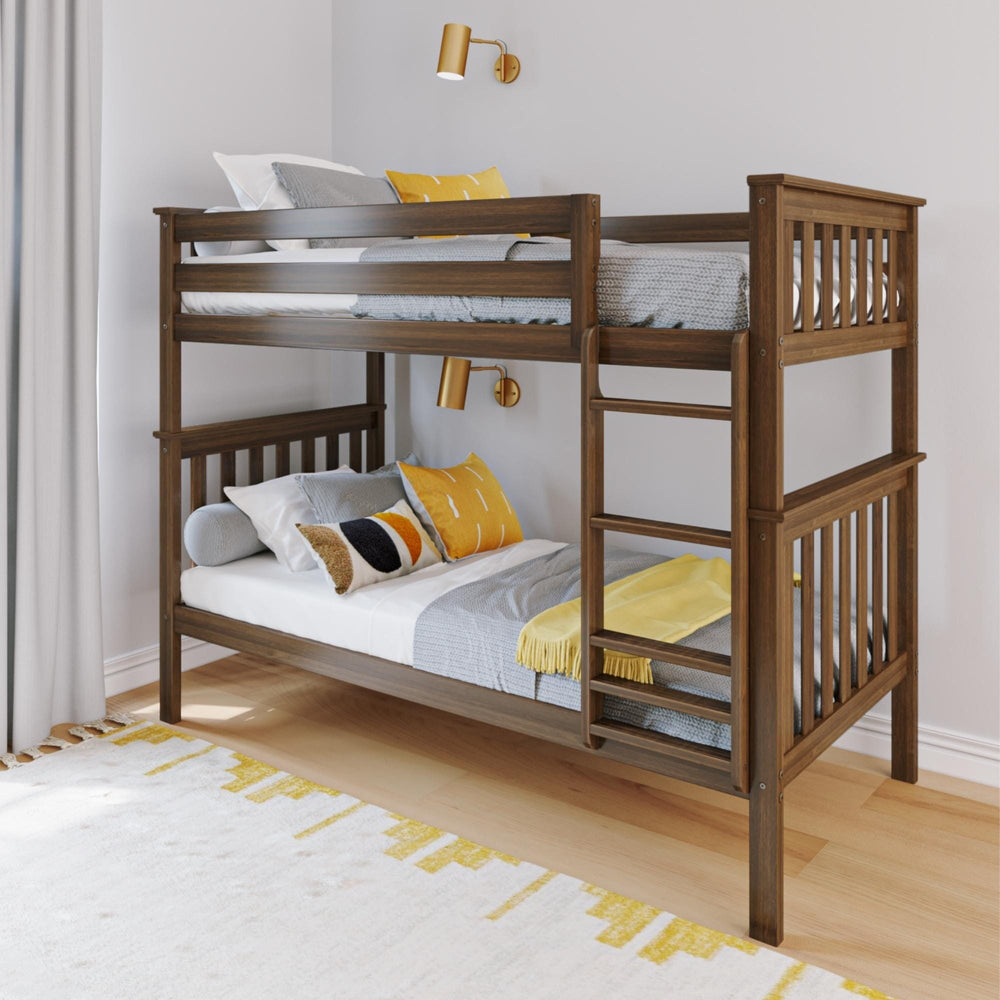 180201-008 : Bunk Beds Twin Over Twin Bunk Bed, Walnut