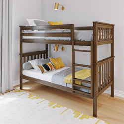 180201-008 : Bunk Beds Twin Over Twin Bunk Bed, Walnut