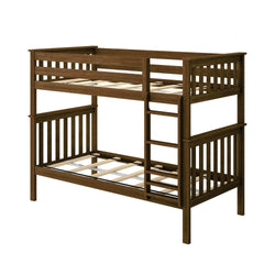 180201-008 : Bunk Beds Twin Over Twin Bunk Bed, Walnut