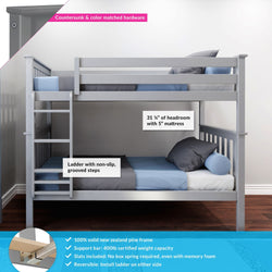 180201-121 : Bunk Beds Twin Over Twin Bunk Bed, Grey