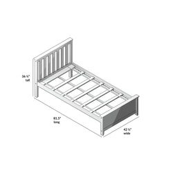 180210001209 : Kids Beds Twin Bed with Two Guard Rails, Natural