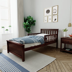 180210005209 : Kids Beds Twin Bed with Two Guard Rails, Espresso