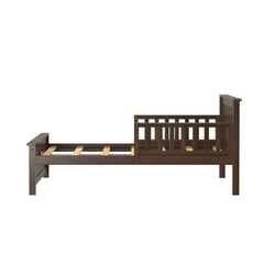 180210008209 : Kids Beds Twin Bed with Two Guard Rails, Walnut