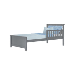 180210121109 : Kids Beds Twin Bed with Single Guard Rail, Grey