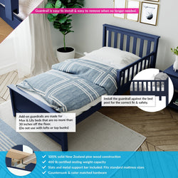 180210131109 : Kids Beds Twin Bed with Single Guard Rail, Blue