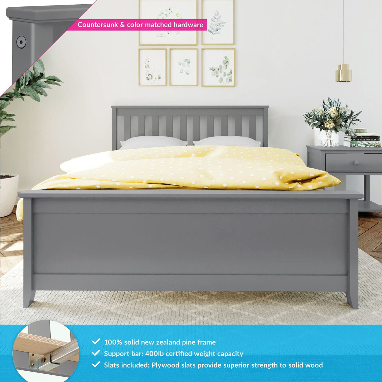 180211-121 : Kids Beds Classic Full-Size Platform Bed, Grey