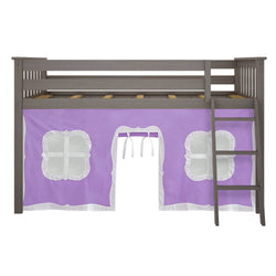 180212151061 : Loft Beds Twin-Size Low Loft With Curtain, Clay + Purple Curtain