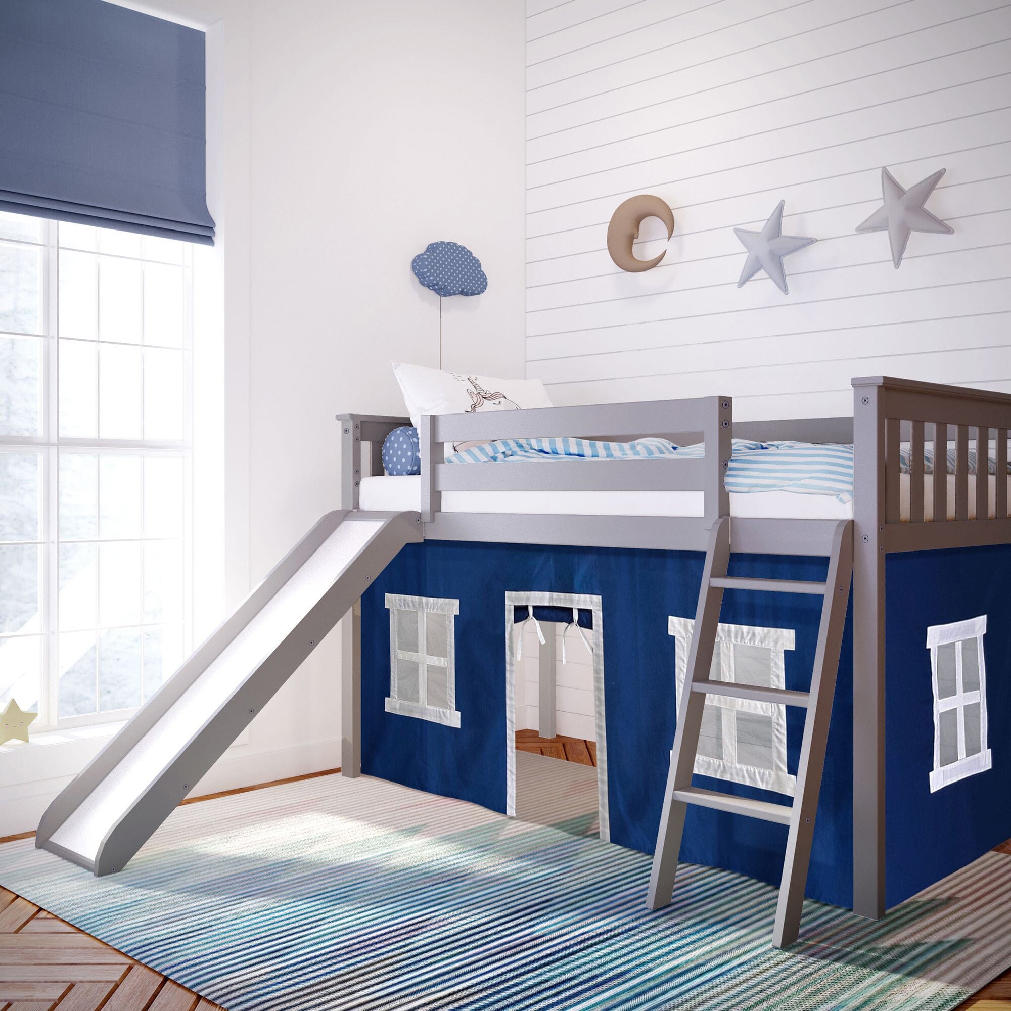 Twin size loft bed hotsell with slide