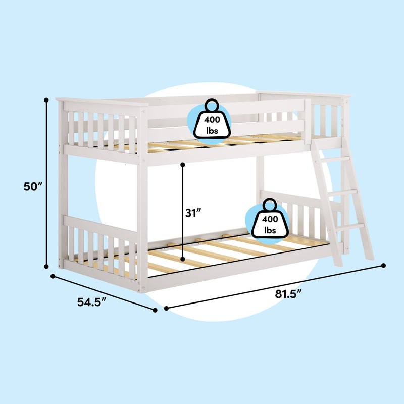 Twin Over Twin Low Bunk Bed