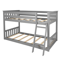 180214-121 : Bunk Beds Twin over Twin Low Bunk Bed, Grey