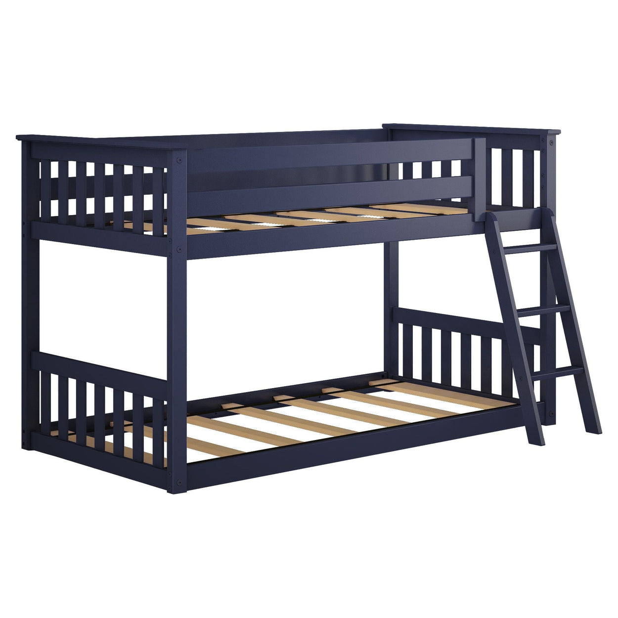 180214-131 : Bunk Beds Twin over Twin Low Bunk Bed, Blue