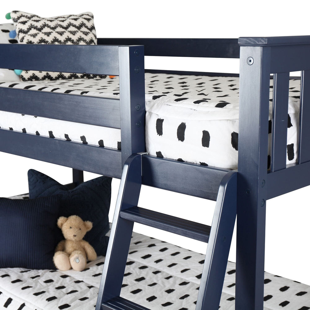 180214-131 : Bunk Beds Twin Over Twin Low Bunk Bed, Blue