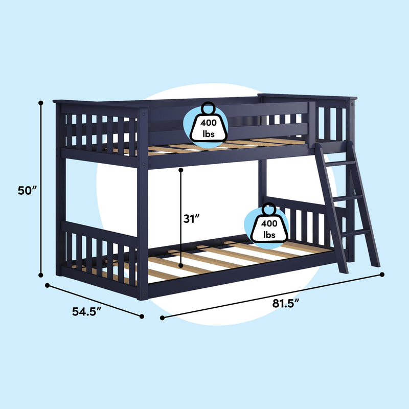 Twin Over Twin Low Bunk Bed
