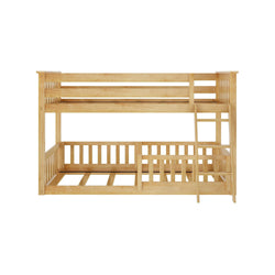 180214001309 : Bunk Beds Twin Over Twin Low Bunk With Three Guard Rails, Natural