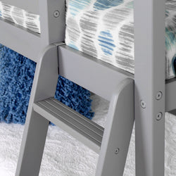 180214121054 : Bunk Beds Twin-Size Low Bunk Bed With Curtain, Grey + Grey Curtain