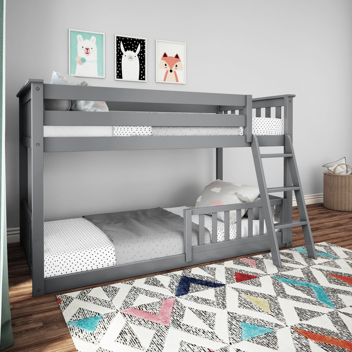 Twin Over Twin Low Bunk With Guard Rails – Max and Lily