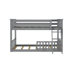 180214121109 : Bunk Beds Twin over Twin Low Bunk with Single Guard Rail, Grey