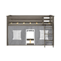 Twin Over Twin Low Bunk Bed With Curtain