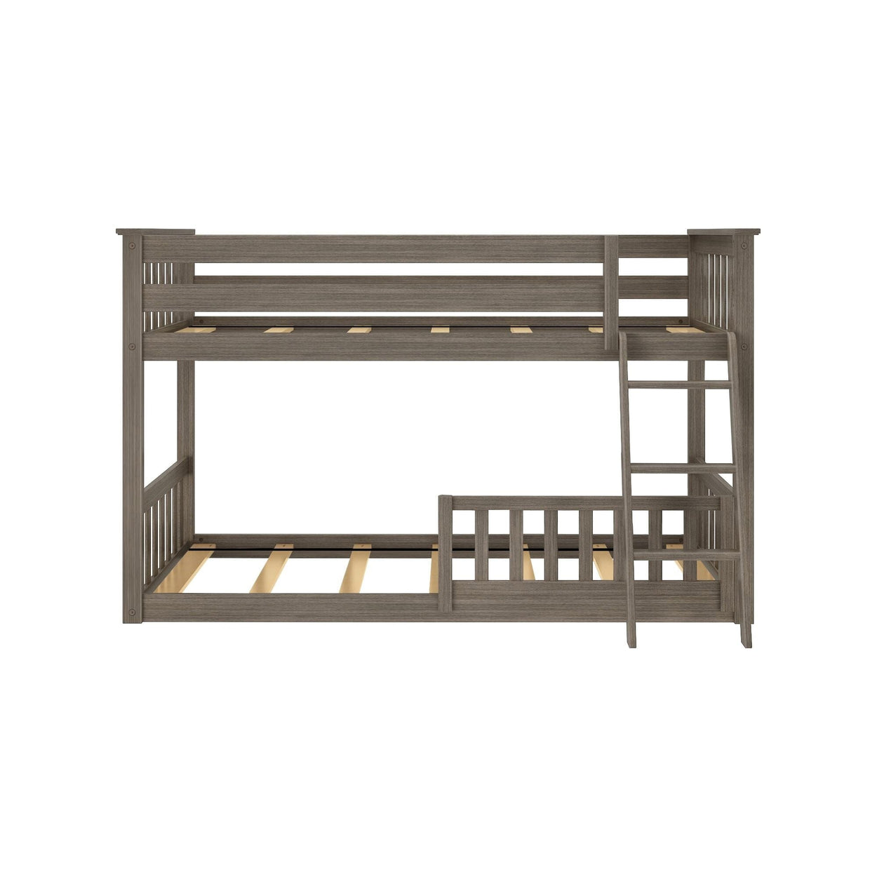 180214151109 : Bunk Beds Twin over Twin Low Bunk with Single Guard Rail, Clay
