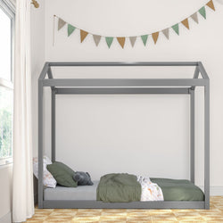 180215-121 : Kids Beds Twin-Size House Bed, Grey