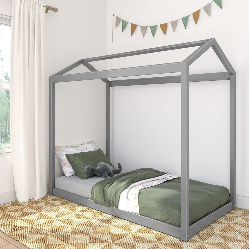 180215-121 : Kids Beds Twin-Size House Bed, Grey