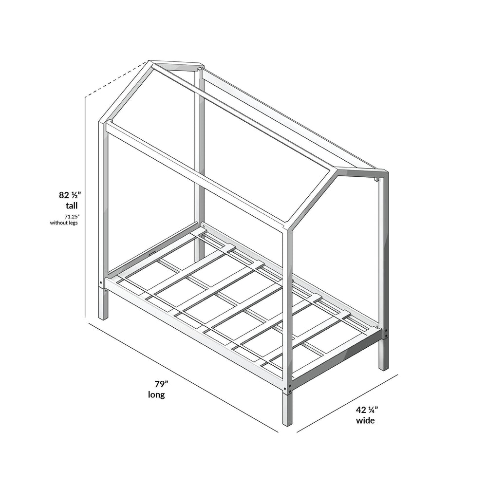 180215-121 : Kids Beds Twin-Size House Bed, Grey