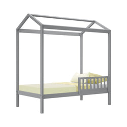 180215121109 : Kids Beds House Bed with 1 Guard Rail, Grey