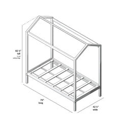 180215121109 : Kids Beds House Bed with 1 Guard Rail, Grey