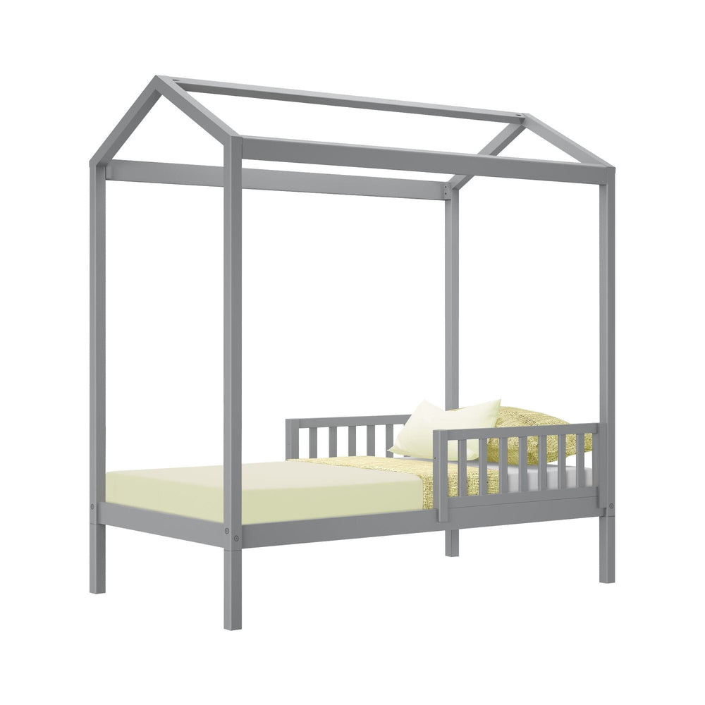 180215121209 : Kids Beds House Bed with 2 Guard Rails, Grey