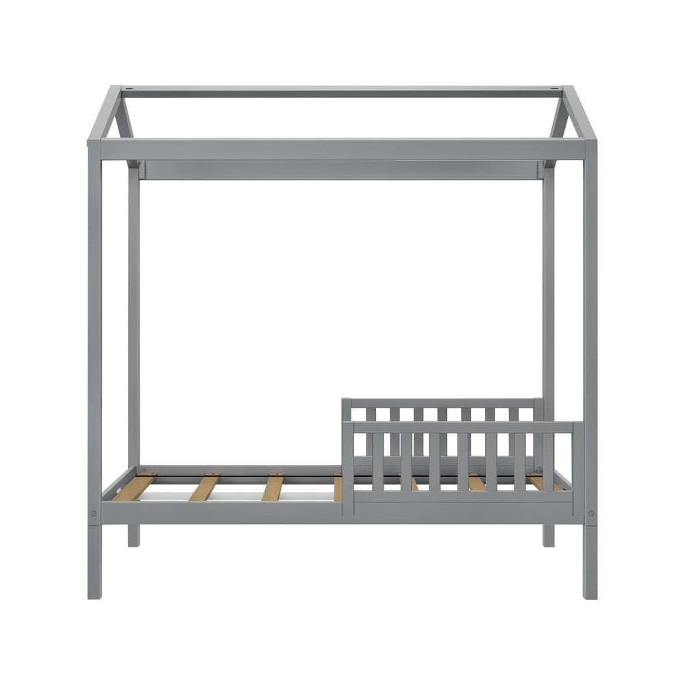 180215121209 : Kids Beds House Bed with 2 Guard Rails, Grey