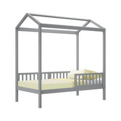 180215121309 : Kids Beds House Bed with 3 Guard Rails, Grey