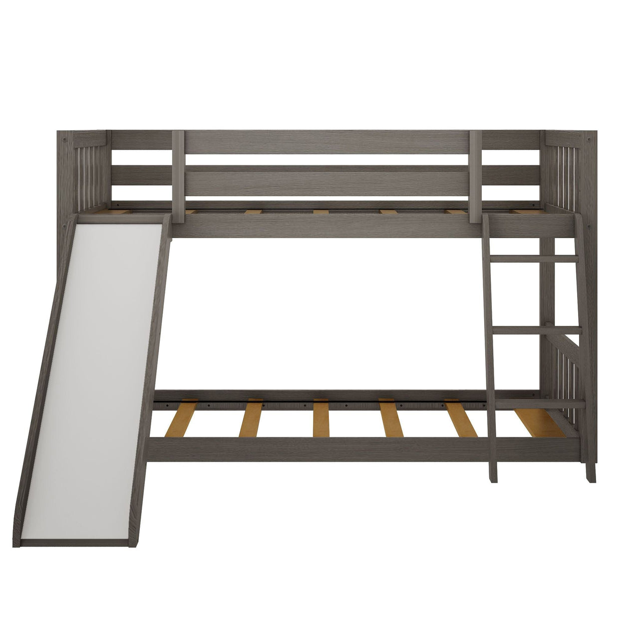 180217-151 : Bunk Beds Twin over Twin Low Bunk Bed with Slide, Clay
