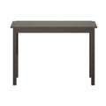 Dark brown rectangular wooden writing desk with straight legs, compact modern computer desk for home office or study, minimalist table on white background