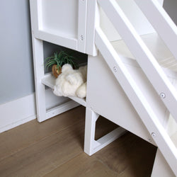 180224-002 : Loft Beds Twin-Size Low Loft with Stairs, White