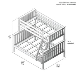 180231-001 : Bunk Beds Twin Over Full Bunk Bed, Natural