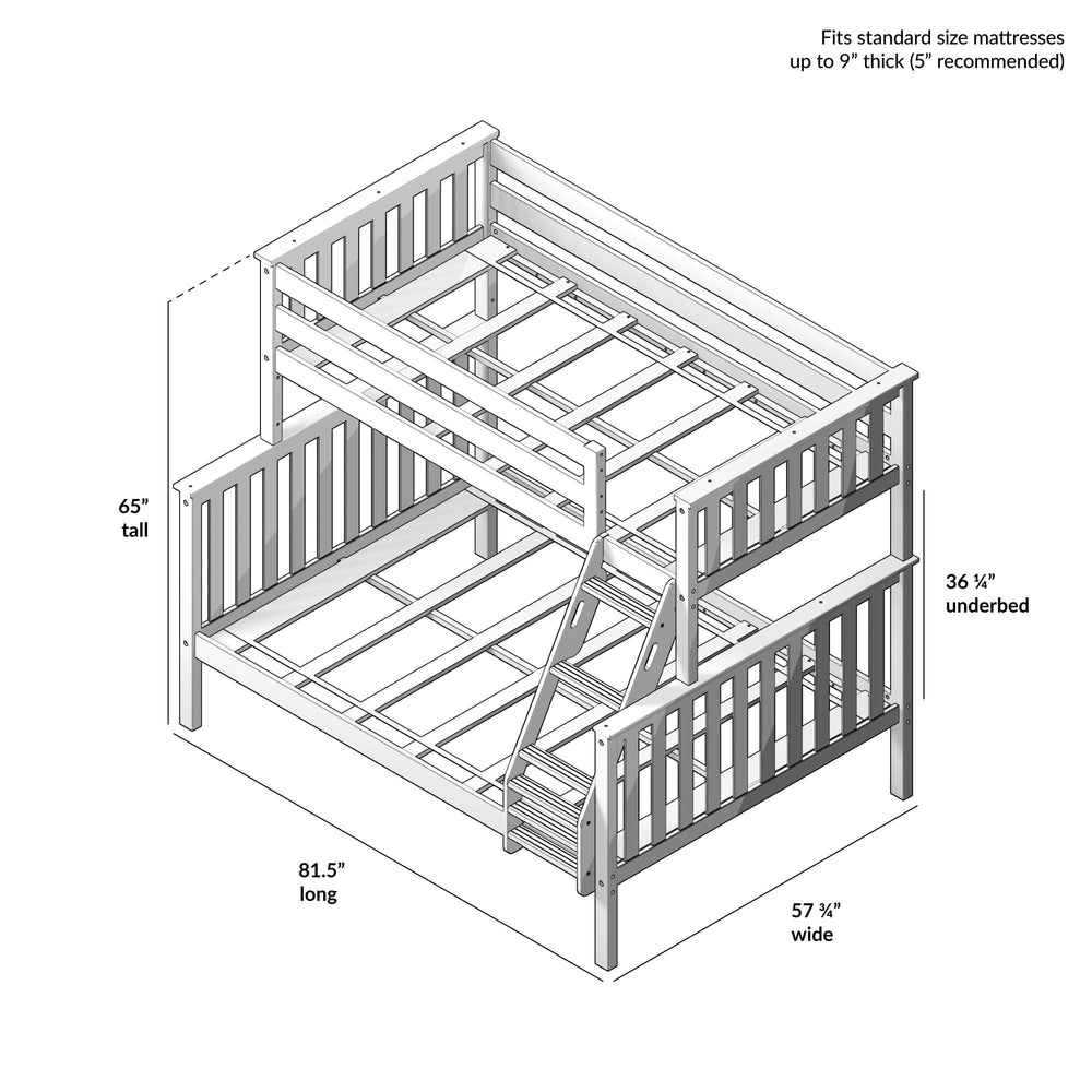 180231-002 : Bunk Beds Twin Over Full Bunk Bed, White