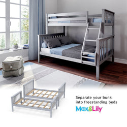 180231-121 : Bunk Beds Twin Over Full Bunk Bed, Grey