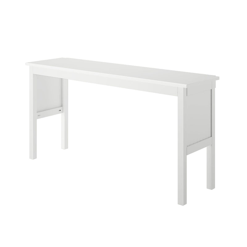 White wooden bench with minimalist design suitable for modern home decor.