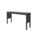 Dark wood console table with straight legs and open lower shelf, modern rustic entryway or sofa table