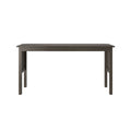Minimalist dark gray wood console table with rectangular top and straight legs on white background product shot