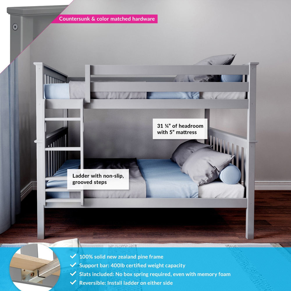 180251-121 : Bunk Beds Full Over Full Bunk Bed, Grey